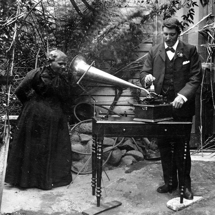 Fanny Cochrane Smith and Horace Watson, 1903 recording session (Tasmanian Museum and Art Gallery)