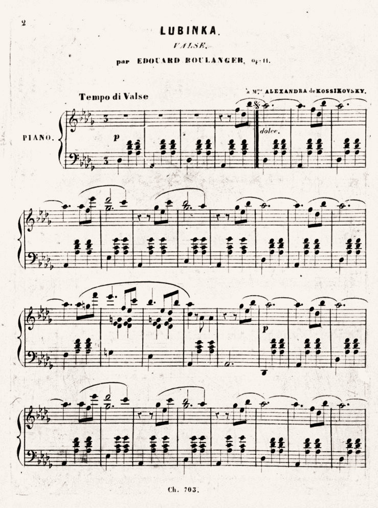 Lubinka, valse de salon pour piano par Ed. Boulanger, op. 11 (Paris: Chabal, [1850])