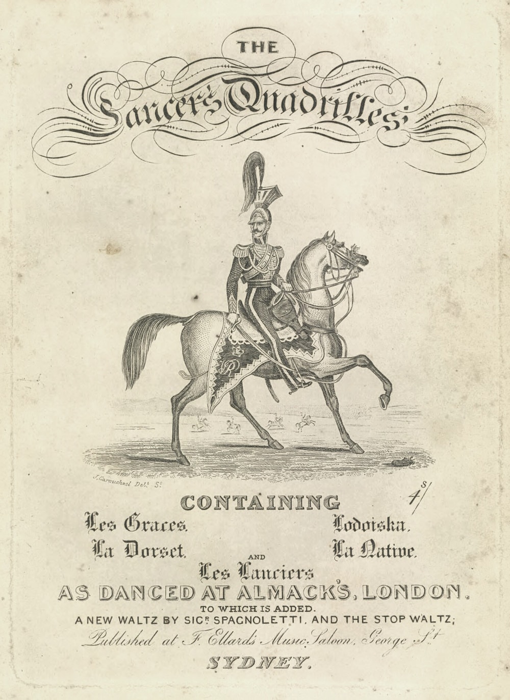 The lancers' quadrilles, cover, John Carmichael, 1839