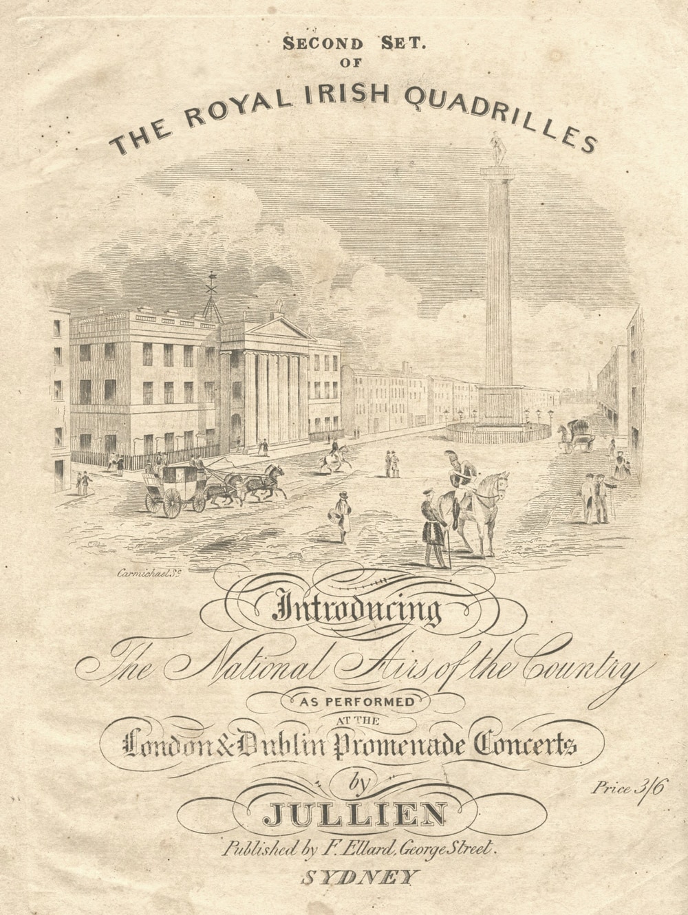 The second set of royal Irish quadrilles, cover engraving by John Carmichael (Sydney: Francis Ellard, [c. 1839-40])