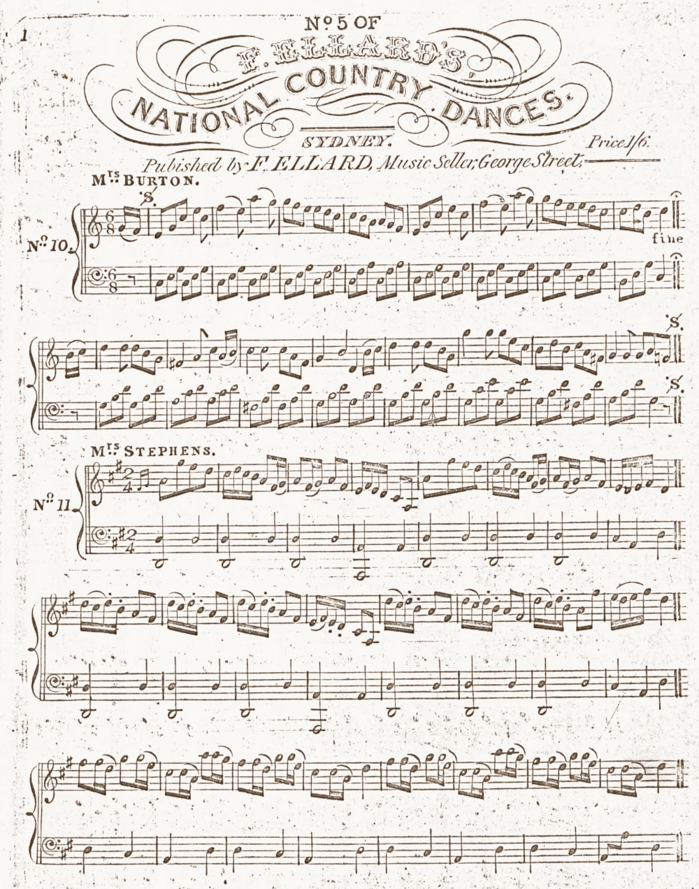 No. 11. Mrs. Stephens [sic], in No. 5 of F. Ellard's national country dances (Sydney: F. Ellard, [1843])