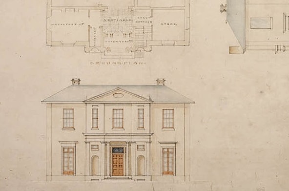Engehurst, architectural drawing, by John Verge, ? c. 1832; State Library of New South Wales