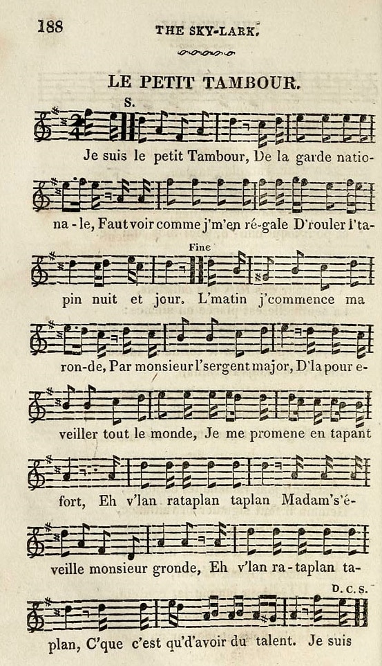 Le petit tambour, The sky-lark, Tegg, 1825, 188