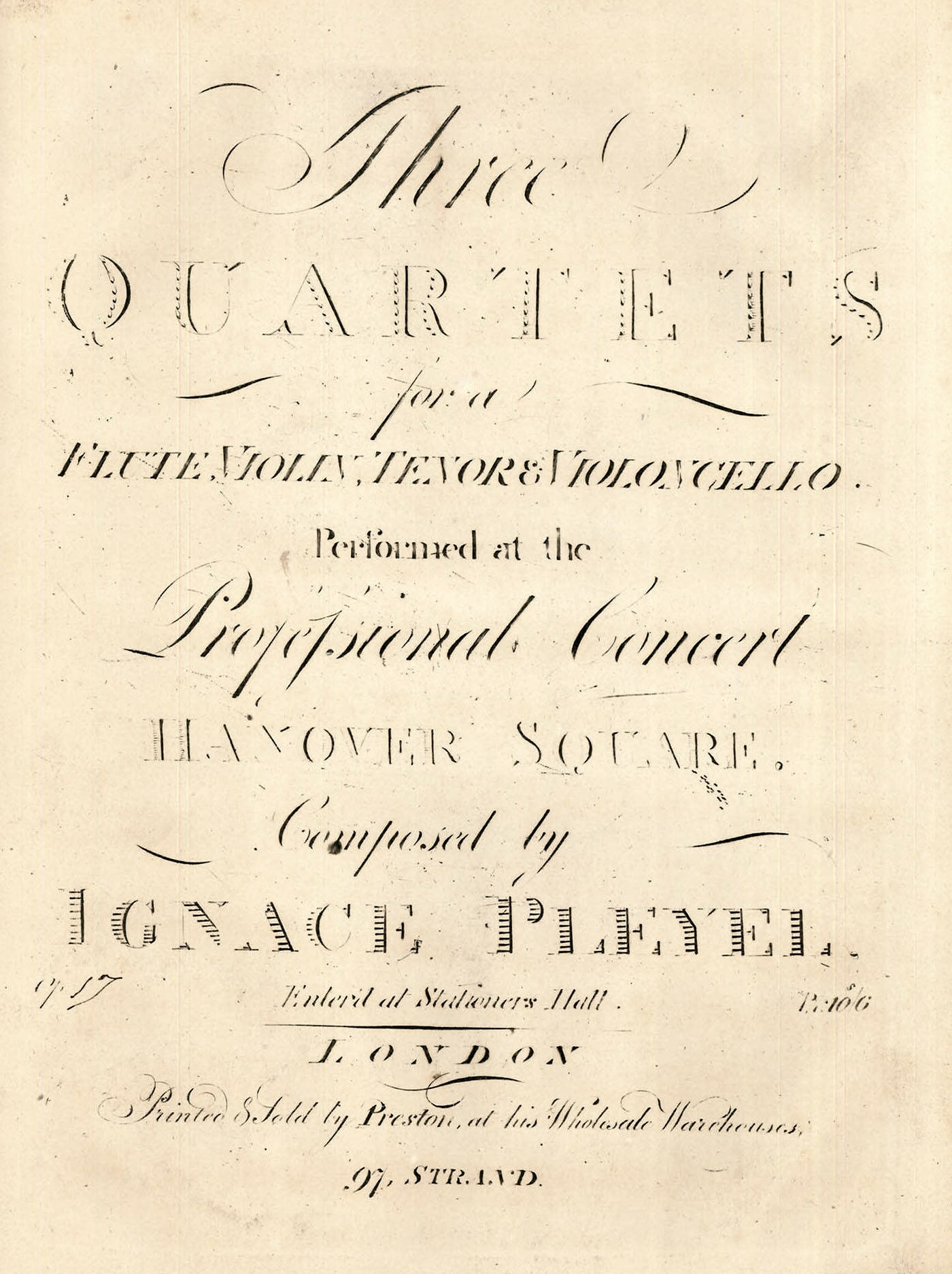 Pleyel, Flute Quartets, cover