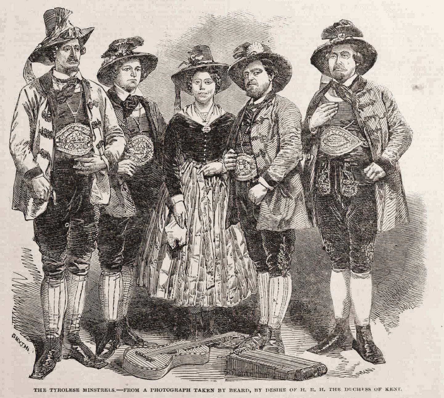 Veit Rahm, zither, and Tyrolese Minstrels, London, 1851