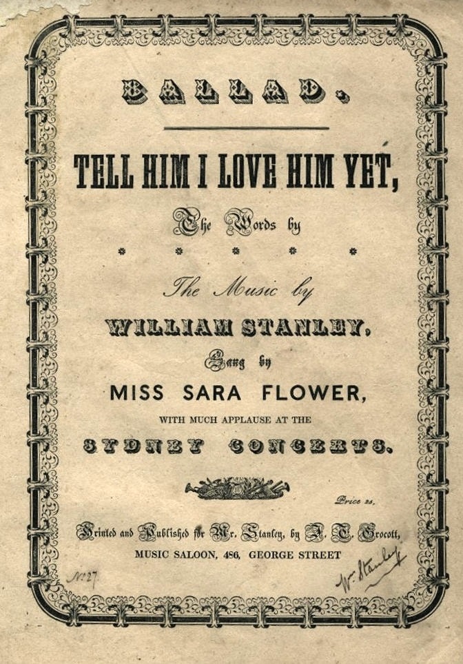Tell him I love him yet, William Stanley (Sydney: Grocott, [1850]), cover