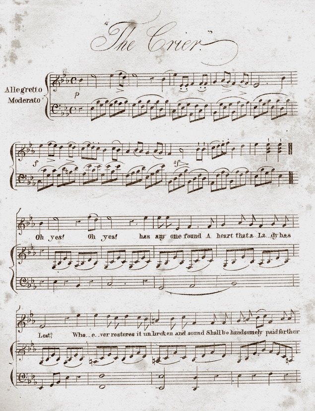 The crier; or, The lost heart, a ballad; written by W. H. Bellamy, esqr., the music composed by C. E. Horn
